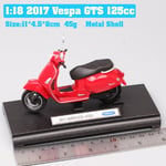 1:18 mittakaavassa Piaggio Vespa Scooter 98 PK 125 GTR P150X 300 MP5 Primavera GTS moottoripyörä moto pyörä painevalettu ajoneuvot lelut malli lapsille