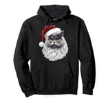 British Shorthair Cat Santa Claus Hat and Beard Christmas Pullover Hoodie