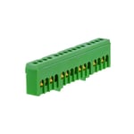 Morek - Bornier de terre isolé vert 15 bornes pour câble de 1,5 à 16mm² - rail din