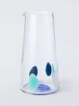 John Lewis Confetti Smudge Glass Carafe, 910ml, Blue