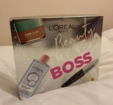 NEW L'Oreal Paris Beauty Like A Boss Gift Set Clay Mask, Mascara, Micellar Water