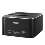 FIDECO Station d'accueil pour Disque Dur, USB 3.0 Aluminium Stations d'accueil pour Disque Dur 2,5"/3,5" SATA HDD SSD, Lecteur de Carte TF et SD, Prise en Charge du Clone Hors Ligne