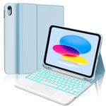 WINCHKING Clavier pour iPad 10 ème - Coque Clavier iPad 10eme Generation, Trackpad Multi-Touch,Rétroéclairage 7 Couleurs, AZERTY