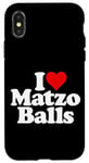 Coque pour iPhone X/XS I LOVE HEART MATZO BALLS MATZAH BALL SOUP Nourriture juive