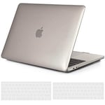 TECOOL Coque Compatible avec MacBook Pro 13 Pouces 2016-2022 (M2 M1 A2338/A2289/A2251/A2159/A1989/A1706/A1708), Coque Rigide en Plastique Fine et Protection Clavier (UE AZERTY), Cristal Gris