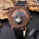 MKDLB Wooden watch Creative WOOD Watch Men Watches Turntable Dial Real Walnut Ebony Wooden Man Watch Male Black Brown Red Rose Wood Compass,walnut with box