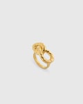 SYSTER P Bolded Hammered Links Ring Gold 16.5