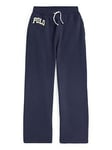 Polo Ralph Lauren Girls Varsity Polo Wide Leg Jog Pants - French Navy, Navy, Size Age: 4 Years