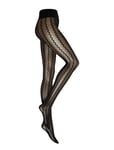 Lea Wave Tights Designers Pantyhose & Leggings Black Swedish Stockings