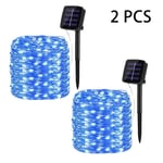 (22M 200LEDBlue 2kpl)LED Solar Fairy String Lights Outdoor Festoon Lamppu Vedenpitävä 8 Tilaa Kuparilanka Valo 3222127M Christmas Garland Yard Decor