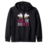 Save The Boo bees Breast Cancer Awareness Halloween Women Zip Hoodie