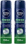 NIVEA MEN Déodorant spray Fresh Sensation (1 x 150 ml), Déodorant homme fraîcheur 72 h, Anti-transpirant parfumé longue durée à la formule INFINIFRESH unique (Lot de 2)