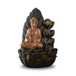 ZEN'LIGHT, Fontaine d'Intérieur Bouddha Hartha, Décoration Zen et Feng Shui, Cadeau Original Bouddha- Eclairage Led Multicolore, Pompe Silencieuse, L 27 x l 27 x H 40 cm