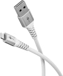 goobay Lightning vers USB-A 60 W / 2 m/Câble textile flexible/Câble de charge USB 480 Mbits/Super doux/Câble de charge rapide Apple Lightning Cable/Câble textile/Blanc / 74512