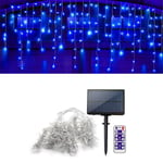 Utomhus LED-ljuskedja med SOLCELLER - Med fjärrkontroll & timer 300 LED-lampor / 10m Blå