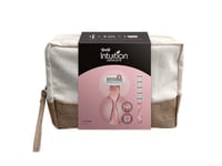 Wilkinson Sword Intuition Complete Kit de voyage Rasoir à 5 lames pour femmes et 5 têtes de rechange pour rasoir pour femme, trousse de toilette, convient aux zones sensibles