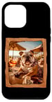 Coque pour iPhone 12 Pro Max Bulldog à la table de plage avec boisson