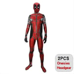 Deadpool Kostym Cosplay Barn Vuxen Dräkt Anime Superhjälte Cosplay Dödsväktare Anime Vuxen Service Leotard Hattar Tillbehör Anime-WELLNGS 2 PCS 140