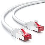 deleyCON 50m CAT6 Câble Réseau - Blindage PIMF S/FTP CAT-6 RJ45 Câble Ethernet - LAN DSL Routeur Modem Point d'Accès Patch Panels - Blanc