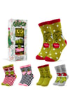 The Grinch Womens Christmas Socks 5 Pack Fun Festive X-Mas Cotton Gift