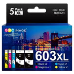 GPC Image Compatible Ink Cartridges Replacement for Epson 603 603XL for Workforce WF-2810dwf 2830dwf 2835dwf 2850dwf XP-3100 XP-4100 XP-2100 XP-2105 XP-3105 XP-4105(Black Cyan Magenta Yellow, 5-Pack)