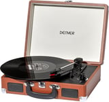 Platine Vinyle avec Haut-parleurs intégrés - Tourne Disque - 33 45 78 Tours - USB - Vintage - Numérisation - Fonction Auto-Stop - VPL120 - Marron