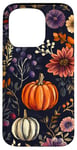 Coque pour iPhone 15 Pro Violet Bohème Floral Citrouille Motif Vintage Décor Automne