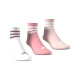 adidas 3-Stripes Cushioned Sportswear Mid-Cut Socks 3 Pairs Ankle, White/semi Pink Spark/Sandy Pink, 8.5-10 (Pack of 3)