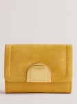 Ted Baker Imperia Lock Detail Fold Over Small Suede Purse, Dark Yellow
