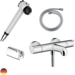 Pack mitigeur bain douche thermostatique mural 2 trous 1001 chrome complet avec douchette enfants zèbre - Hansgrohe