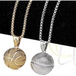 Basketbollhänge Halsband, silver eller guld ihålig boll Basketbollälskare Minnes Halsband Sport Smycken