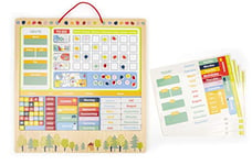 small foot 11460 Calendrier magnétique "Educate", tableau d'apprentissage en bois certifié FSC®100%, planning journalier pour enfants