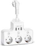 Multiprise Avec 3 Interrupteur Individuel, 7 En 1 Usb Multiprises Avec 3 Sortie Ac, Et 1 Type C Et 2 Ports Usb Prise Usb Multiple, Bureau, Usb Secteur