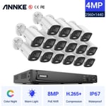 4K 16CH Ultra hd PoE nvr System avec 4MP Super hd True Full Color Night Vision H.265 + Network PoE Bullet ip Caméras de sécurité avec 16 caméras