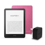 Kindle Paperwhite (2024 Release) 16 GB without ads, an Amazon Plant based Cover and an Amazon Powerfast 9W Power Adapter