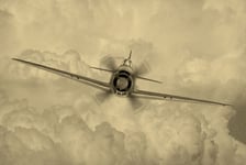 Vintage style image of World War 2 era fighter plane known as Geroge by the allies