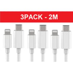 3-pack 2m Lightning-kabel laddning och överföring 2st USB-C Whit