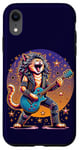 Coque pour iPhone XR Drôle Chat Rockstar Guitare Joueur Cheveux Métal Glam Rock Band