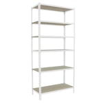 Simon Rack Étagère Rangement et 6 Niveaux en Boix, 150 kg Capacité de Charge et Point de Flexion, 2500x800x500 mm, Étagère Charge Lourde, Étagère Garage, Blanc/Bois - Maderclick