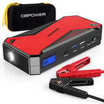 DBPOWER Jump Starter 1600A Peak Portable Car Jump Starter (Up to 7.2L Gas and 5.5L Diesel Engines) 12V Auto Battery Booster Pack with Smart Jumper Clamps, Compass, LED Flashlight, and Type-C Port