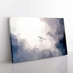 Big Box Art Air Glider in The Clouds in Abstract Canvas Wall Art Print Ready to Hang Picture, 76 x 50 cm (30 x 20 Inch), White, Grey, Blue, Black