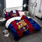 FC Barcelona Fotbollslag Täcke Överdrag Polyester Barn Sängkläder Quilt Överdrag och Kuddfodral 90 Trådsräkning Bomull 220x240 cm