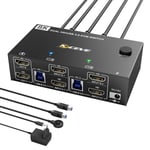 Kvm Commutateur Kvm 2 Pc 2 Moniteurs Hdmi 8K @ 60 Hz,Usb 3.0 Commutateur Kvm 2 Moniteurs 4K @ 120 Hz,Commutateur Kvm Double Moniteur Hdmi 2.1 Pièces,Souris,Clavier,Avec 2 Câbles Usb