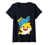 Womens Baby Shark High Fin Smiling V-Neck T-Shirt