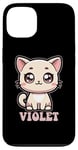 Coque pour iPhone 13 Violet Motif chat mignon pour fille Violet