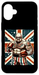 Coque pour iPhone 16 Plus Boxe Britannique Union Jack Drapeau Boxeur