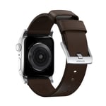 Nomad Apple Watch 41mm Series 9 Modern Band Horween Leather Rustic Brun (Silver Hardware)