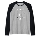 Starry Universe Illustration Moon Stars Celestial Night Sky Raglan Baseball Tee