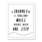 Artery8 A Journey Of A Thousand Miles Begins With One Step Inspirational Positive Motivational Gym Workout Living Room Aesthetic Artwork Framed Wall Art Print 18X24 Inch