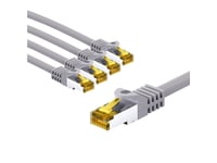 Rj45 Nätverkskabel S/Ftp (Pimf), 500 Mhz, Med Cat 7 Råkabel, 3 M, Grå, Set Om 5 St.